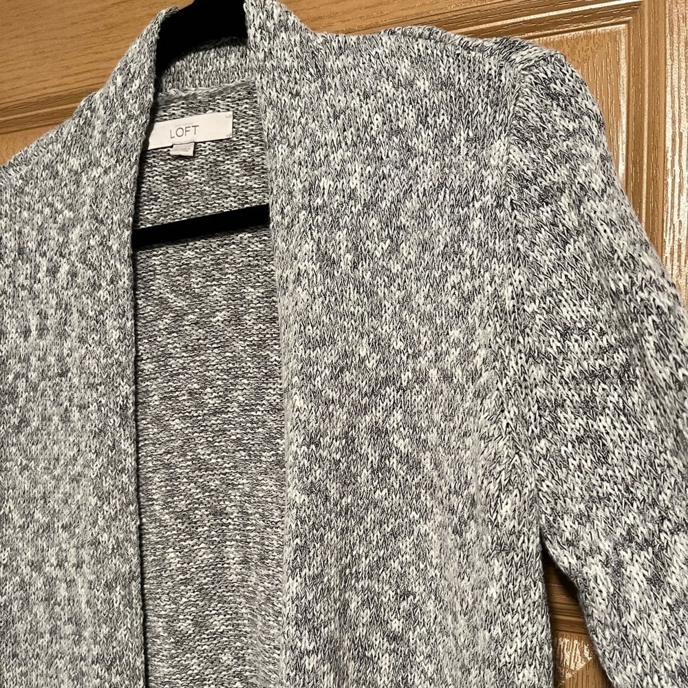 Loft Gray and White Open Cardigan - Picture 4 of 8
